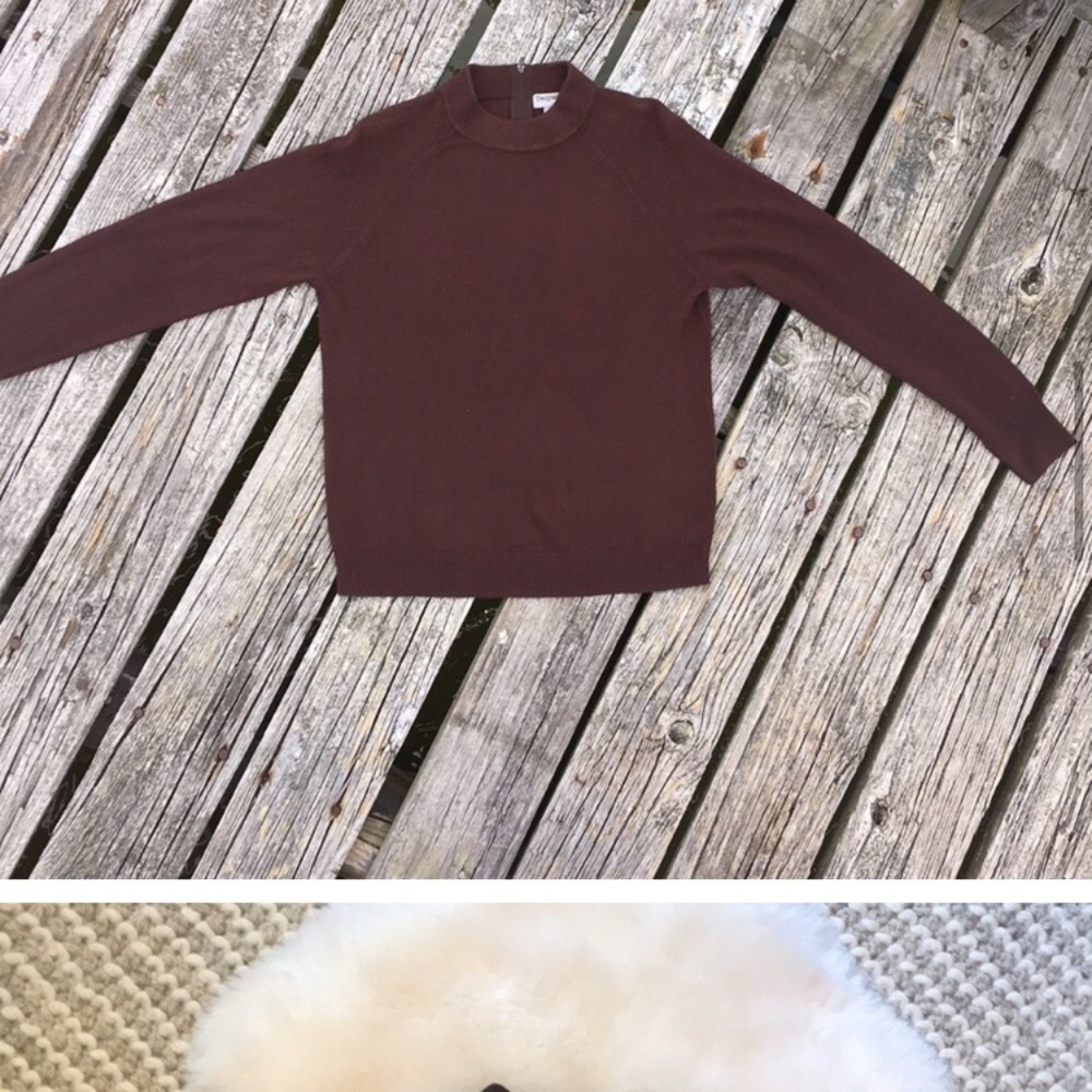 Mock neck relaxed Vintage soft brown sweater